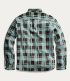 RRL Ralph Lauren Plaid Distressed Blue Jacquard Check Workshirt Men's Medium M