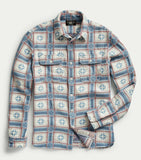 RRL Ralph Lauren 1950s Southwestern Blue White Jacquard Shirt Workshirt Men's M