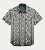 RRL Ralph Lauren Western Snap Southwestern S/S Jersey Shirt Men's Medium M