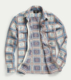 RRL Ralph Lauren 1950s Southwestern Blue White Jacquard Shirt Workshirt Men's M