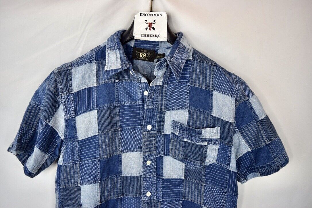 RRL Ralph Lauren Limited Edition Patchwork Work Shirt Button Men's