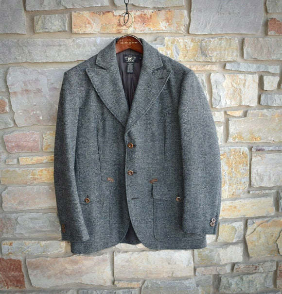 Ralph Lauren RRL Western Tweed Leather Sportcoat Blazer Jacket Men's Medium M
