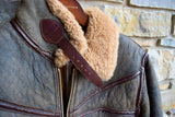 RRL Double RL Ralph Lauren Leather Brown Shearling Military Jacket Men's 2XL XXL