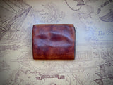 RRL Ralph Lauren Tumbled Leather Card Case Wallet Tan Brown Metal Concho
