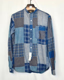 $580 RRL Ralph Lauren Patchwork Flannel Blue Shirt Indigo Plaid XS Extra-Small