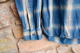 RRL Ralph Lauren Plaid Blue Cream Check Workshirt Flannel Slim XL Extra-Large