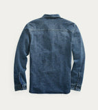 RRL Ralph Lauren Indigo Blue Solid Workshirt Indigo Popover Men's Medium M
