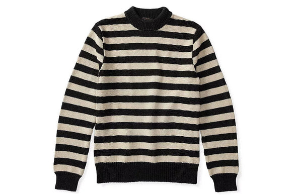 New RRL Ralph Lauren Faded Black Striped Crewneck Sweatshirt Men's Small S