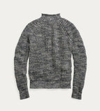 New RRL Ralph Lauren Navy White Blue Heathered Sweater Mockneck Men's 2XL XXL