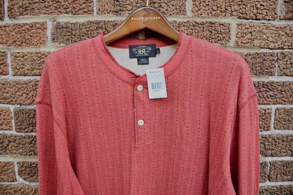 RRL Ralph Lauren Red Henley Fleece Shirt Southwestern Lined Men's Extra-Large XL