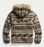 RRL Ralph Lauren Southwestern Faux Fur Fleece Hoodie Jacket Men's Extra-Large XL