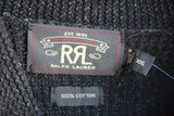 New RRL Ralph Lauren Black Shawl Speckled Sweater Cotton Men's 2XL XXL