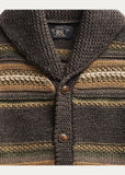 RRL Ralph Lauren Striped Knit Silk Wool 1940's Blanket Cardigan Men's Small S