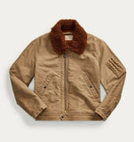 RRL Ralph Lauren Cotton Flight Jacket Fleece Jungle Brown Coat Men's Large L