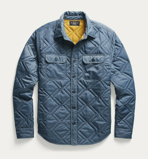 RRL Ralph Lauren Nautical 1940's Shirt Quilted Blue Jacket Men's XL Extra-Large