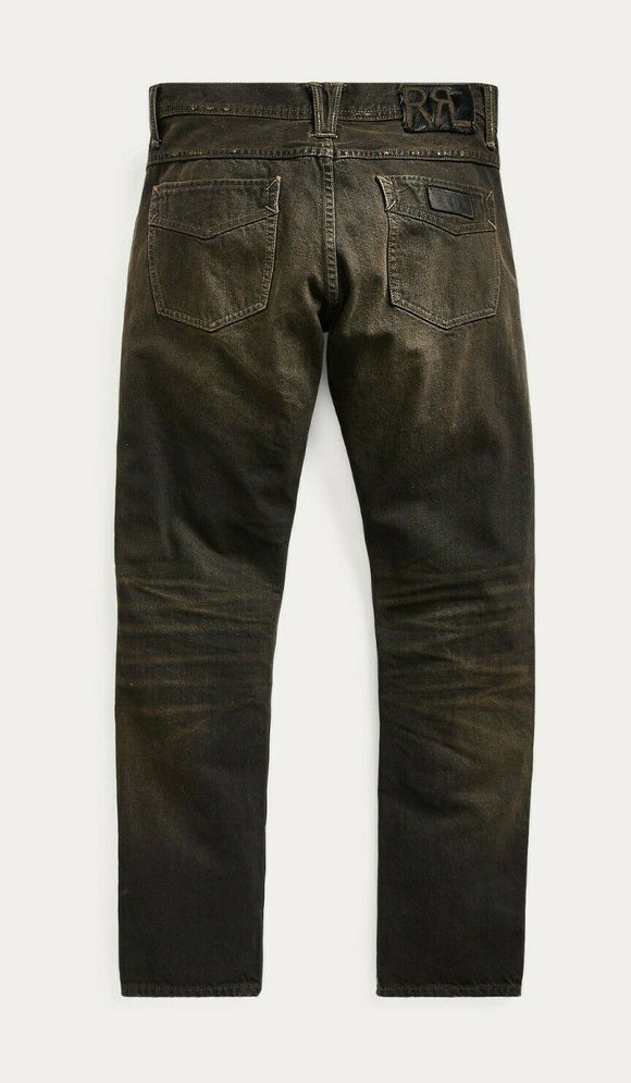RRL Double RL Black Denim Erie Wash Jeans Selvedge Distressed LImited Fit 40x32
