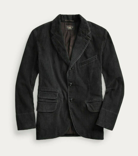 Ralph Lauren RRL Wale Corduroy Sportcoat Black Gray Jacket Men's 2XL XXL
