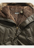 RRL Ralph Lauren Quilted 1950's Flight Parka Jacket Coat Fur Mens XL Extra-Large