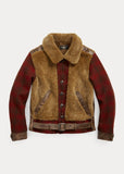 RRL Double RL Ralph Lauren Panelled Shearling-Lined Suede Jacket Mens Medium M