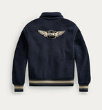 RRL New Ralph Lauren Racing Navy Fleece Jacket Sweater Men's XL Extra-Large