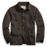 RRL Ralph Lauren Striped Twill Coat Cotton Work Jacket Shirt Men's XXL 2XL