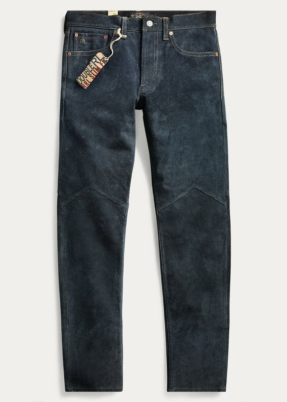 New RRL Ralph Lauren 1950s Suede Slim Fit Indigo Blue Western Pants Men's 30