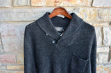 New RRL Ralph Lauren Black Shawl Speckled Sweater Cotton Men's 2XL XXL