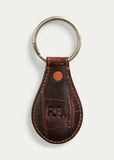 New RRL Ralph Lauren Crocodile-Embossed Leather Keyring Brown Fob