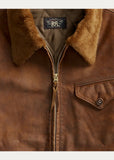 RRL Double RL Ralph Lauren Tan Brown Shearling Leather Jacket Men's M Medium