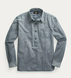 RRL Ralph Lauren Cotton Check Shirt Workshirt Indigo Popover Men's Medium M