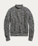 New RRL Ralph Lauren Navy White Blue Heathered Sweater Mockneck Men's 2XL XXL