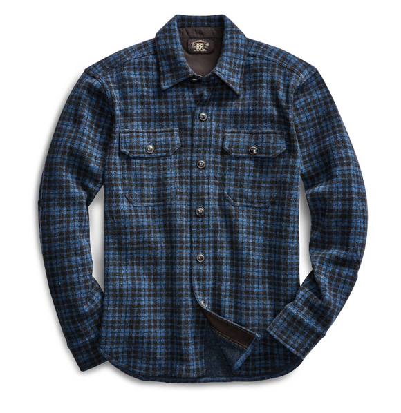 $795 RRL Ralph Lauren Wool Cashmere Plaid Workshirt Jacket Men's XL Extra-Large