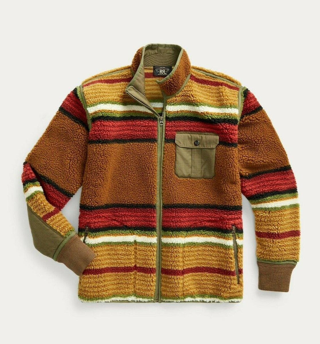 RRL Ralph Lauren Southwestern Red Wool Fleece Liner Jacket