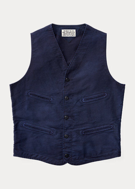 RRL Ralph Lauren Blue Jungle Cloth Cotton Jacket Vest Men's Extra-Large XL
