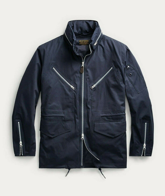 RRL Ralph Lauren Indigo Blue Jacket Full Zip Waterproof Windbreaker Mens 2XL XXL