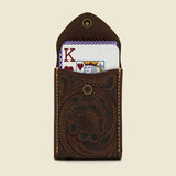 New RRL Ralph Lauren Hand Tooled Indigo Tanned Leather Playing Card Case