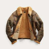RRL Double RL Ralph Lauren Leather Brown Shearling Military Jacket Men's 2XL XXL
