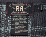 RRL Ralph Lauren Silk Cotton Blue Black Sweater Knit Henley Men's Large L