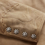 RRL Ralph Lauren Leather Western Tan Sheepskin Jacket Suede Embroidered Medium M