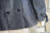 New RRL Ralph Lauren Leather Brown/Gray Peacoat Jacket Coat Lined Men's Small S