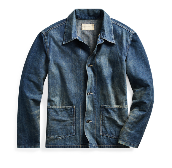 RRL Ralph Lauren Vintage Deck Overshirt Japanese Denim Chore Jacket Mens 2XL XXL