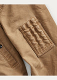 RRL Ralph Lauren Cotton Flight Jacket Fleece Jungle Brown Coat Men's Large L