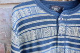 New RRL Ralph Lauren Silk Indigo Blue Southwestern Henley Sweater Men's 2XL XXL