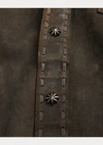 RRL Ralph Lauren Leather Western Tan Jacket Suede Embroidered Men's L Large