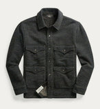 RRL Ralph Lauren Navy Striped Jacket Sweater Fleece Beach Shirt Men's S Small