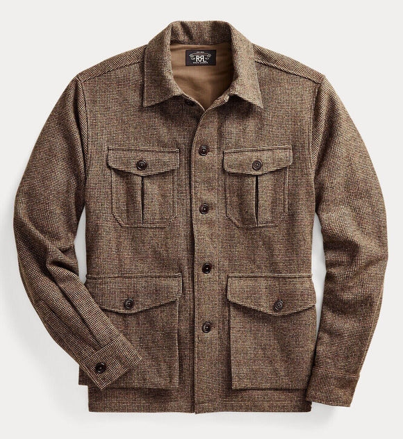 RRL Ralph Lauren Tweed Wool Lined English Overshirt Jacket Men's Large L
