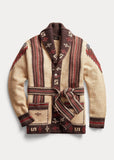 RRL Ralph Lauren Hand Knit Jacquard Brown Ranch Belted Cardigan Men's Medium M