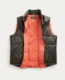 RRL Ralph Lauren Suede-Yoke Quilted Down Vest Jacket Coat Puffer Men's Large L