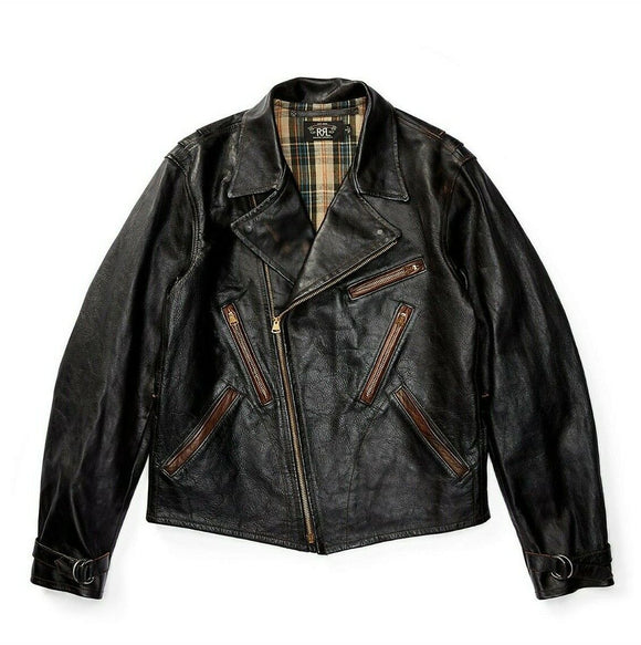 New RRL Ralph Lauren Limited Edition Motorcycle Leather Jacket Men's 2XL XXL