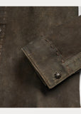 RRL Ralph Lauren Leather Western Tan Jacket Suede Embroidered Men's L Large